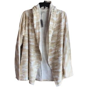 Lucky Brand Neutral Beige Tan Camouflage Open Soft Cardigan Size L
